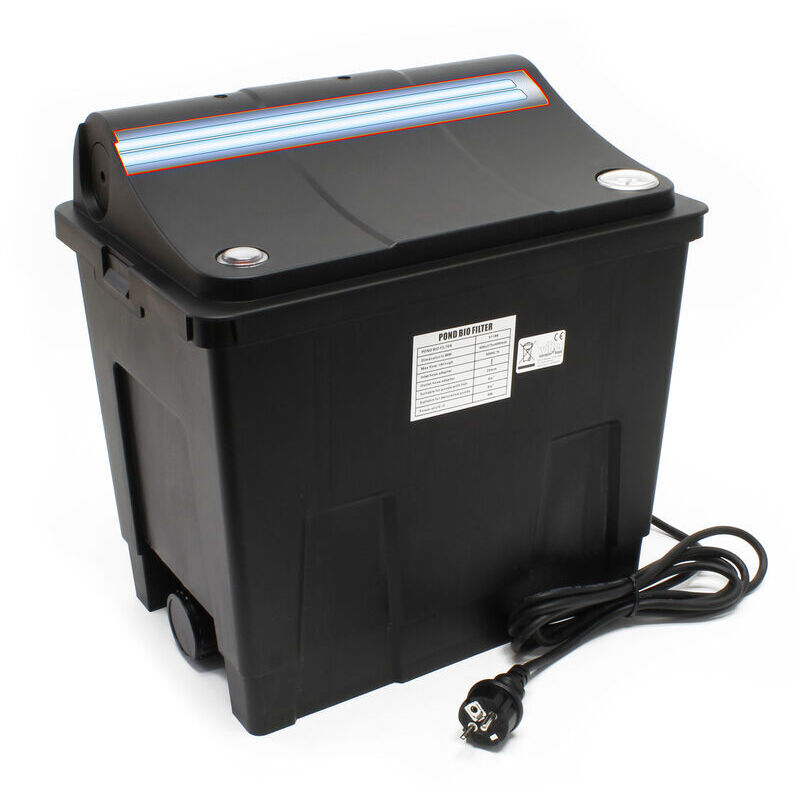 CBF-200A et Unité UV - 400 × 275 × 400 mm - Filtre biologique Système de filtration à 1 Chambre - pour 6000 l/h / capacité étang max. 8000 l - avec
