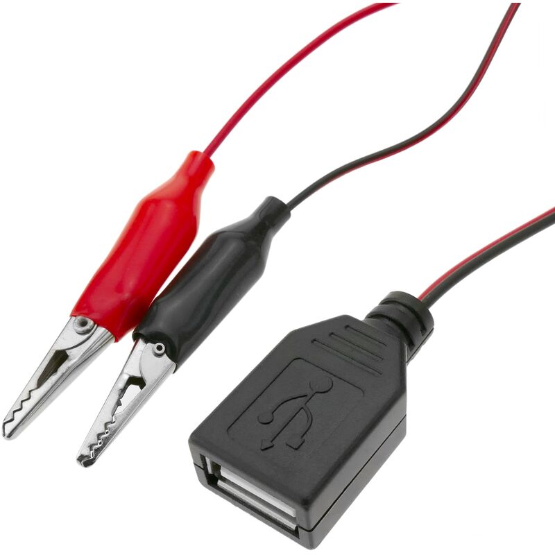 Cablemarkt - Câble d'alimentation 5 v usb-a femelle vers pinces crocodiles rouge-noir 2 m