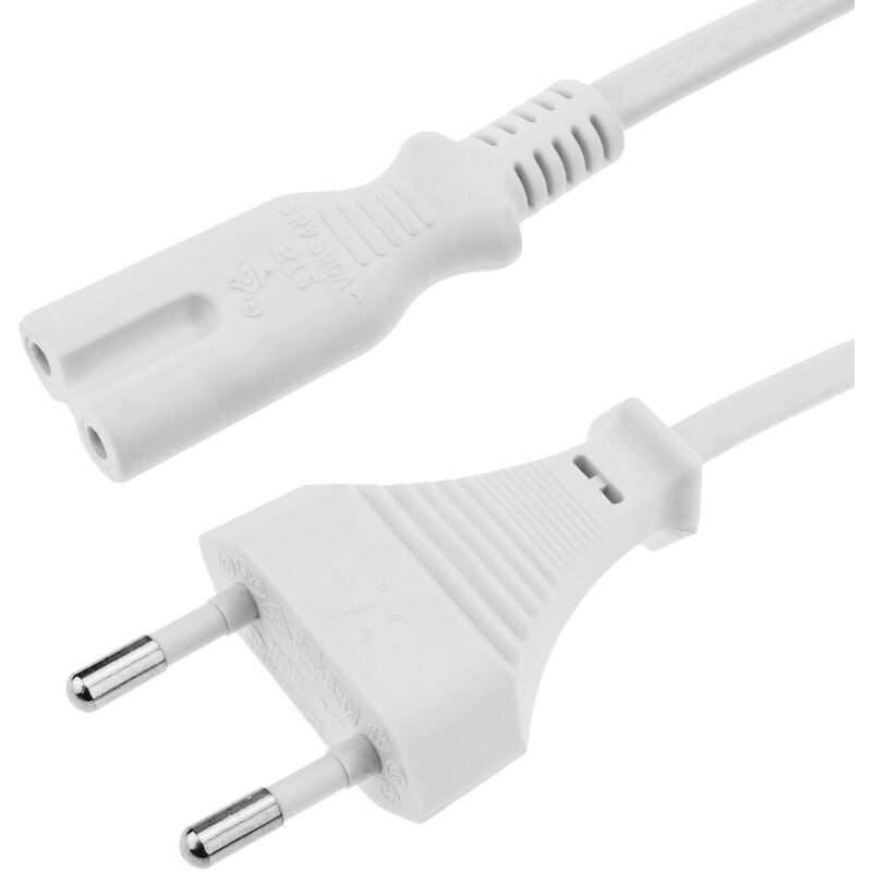 Câble d'alimentation avec connecteurs de type IEC-60320 de 180 cm (C7 / Bipolaire-M) de femelle à mâle