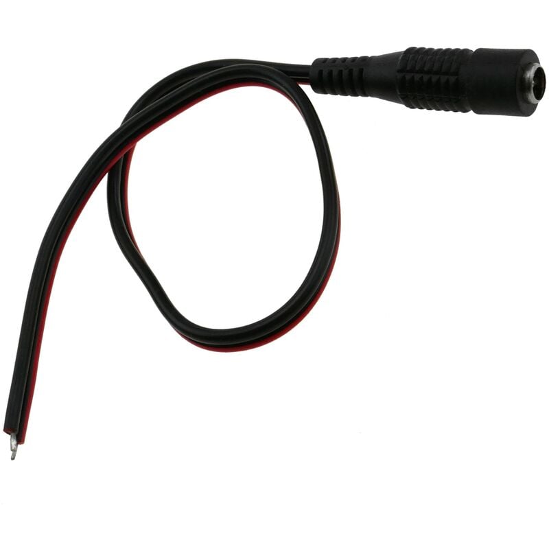 Câble d'alimentation de 30 cm 22 AWG et connecteur DC-Jack femelle de 5,5 mm x 2,1 mm aux bornes