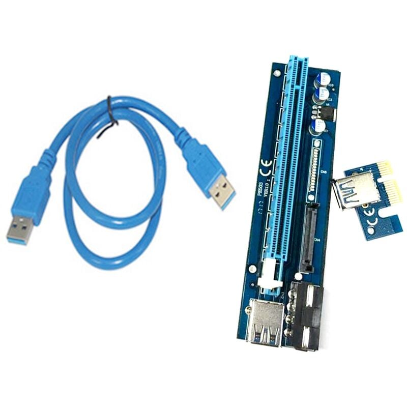 Câble D'Extension PE503 pci-e 1X à 16X Interface de Double Interface 4PIN + sata pour btc Miner