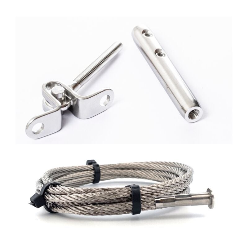 Câble inox 4mm 7M serti 1 coté + 1 tendeur articulé