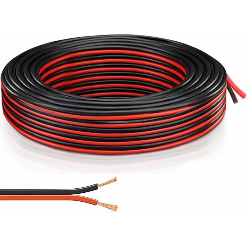 Cyclingcolors - Câble électrique fil cuivre 2x 0,5mm² 20AWG rouge noir ruban led souple flexible, 20 mètres