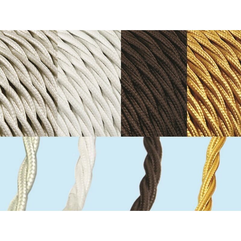 Fraschetti - Câble électrique tressé antique 3x1,5 mt25 or