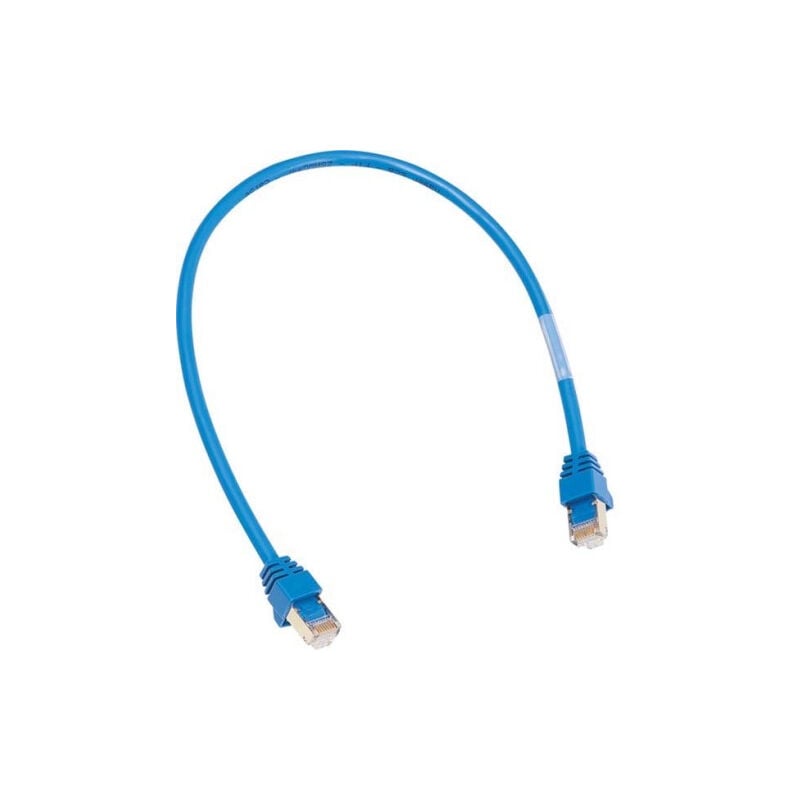 Hager - câble patch 2XPRISE RJ45.BL 0.4M - cordon de brassage à paire torsadée ZZ45WAN040