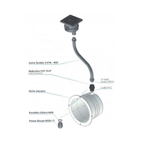 Ccei – Niche Aqualux pour liner et béton – Ø 271 x 160 mm – Compatible avec projecteurs piscine – Installation facile avec accessoires fournis - PAR56