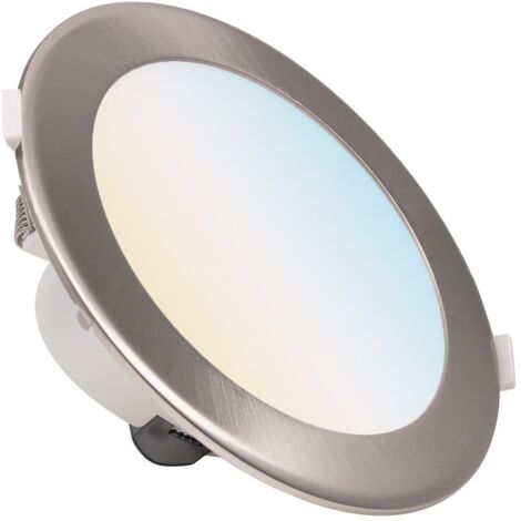CCT LED Einbaustrahler rund silber 17W Ø174mm 90° Eisen-gebürsteter Aufsatzring