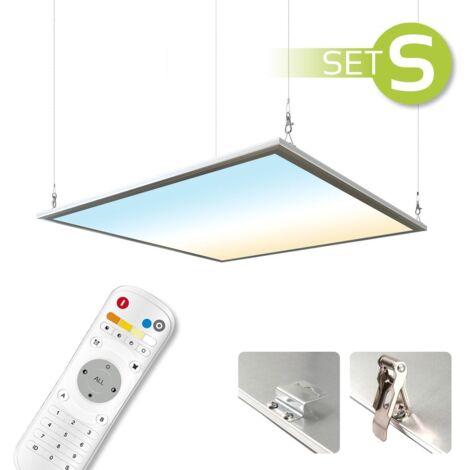 CCT LED Panel 62x62cm Spezialmontageset 36W 3000K-6000K inkl. Fernbedienung, Seilabhängung und Halter
