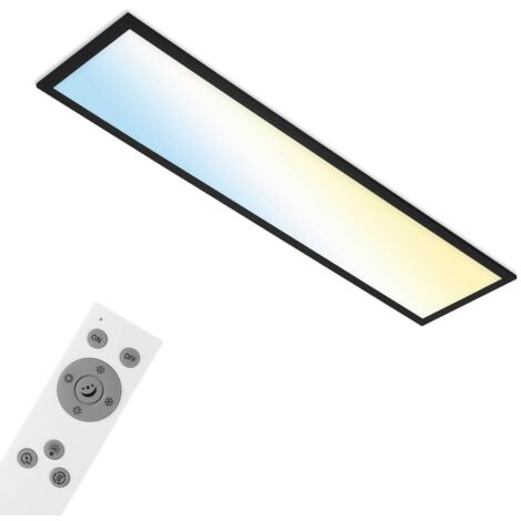 CCT LED Panel BRILONER LEUCHTEN PIATTO S, 28 W, 3000 lm, IP20, noir, plastique-métal, intensité lumineuse variable, CCT, 100 x 25 x 6,6 cm