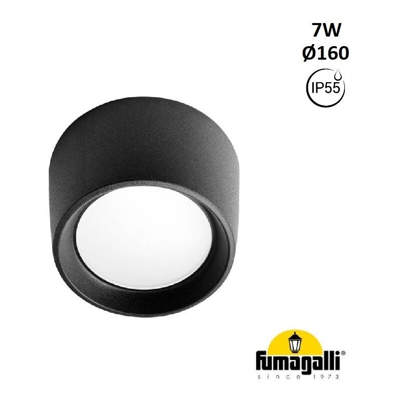 Image of Downlight a soffitto cct Livia 160 Fumagalli 7W - GX53 - IP55 - Nero