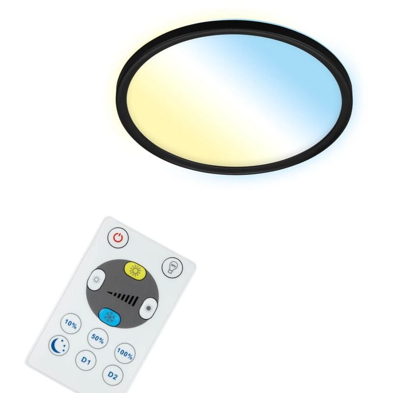 Cct Panneau led Briloner leuchten slim s, 18 w, 2400 lm, IP20, noir, plastique, dimmable, cct, ø 29,3 cm