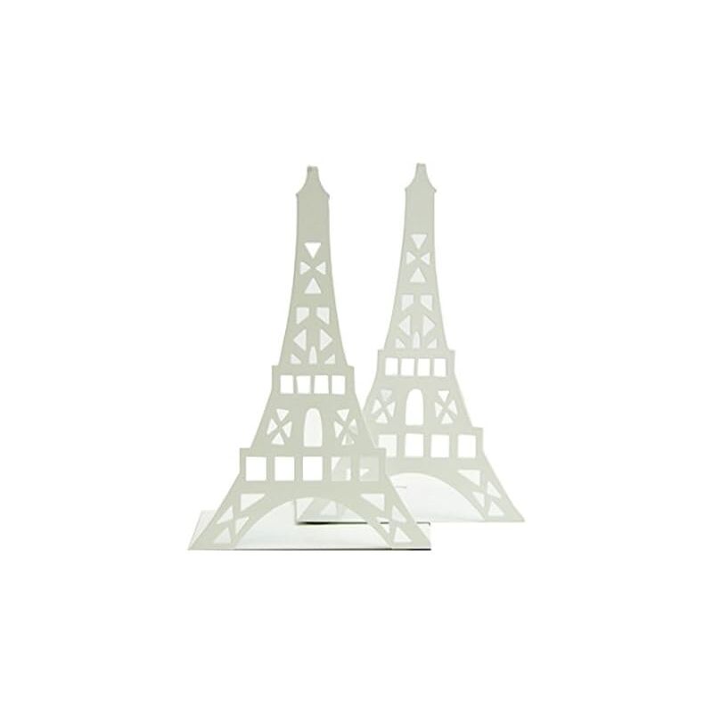 Ccykxa - 1 paire blanc de serre-livres décoratifs en forme de tour Eiffel en métal - Pour étagère, bureau