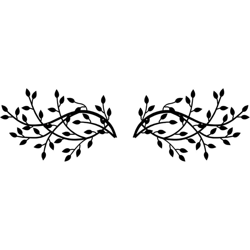 Ccykxa - 1 paire de feuilles d'arbre en métal,décorations murales en forme de feuille d'arbre en métal Motif branche d'olivier Noir(15 x 9.4 inch /