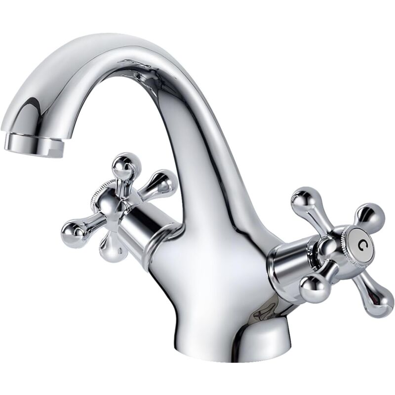 Ccykxa - 1 pcs Robinet de Lavabo Rétro, Mitigeur Lavabo Double Poignée, Robinet D'évier de Salle de Bain, Robinetterie de Lavabo avec Eau Chaude et