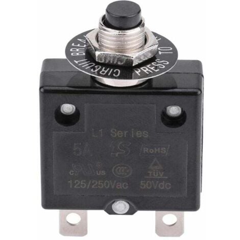 CCYKXA 1 pièce Disjoncteur 10A Interrupteur thermique de réinitialisation en option, 125-250V AC 50V DC Disjoncteur à bouton-poussoir de protection contre les surcharges de courant