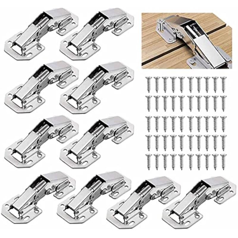 Ccykxa - 10 pcs Acier allié Charniere Porte Placard/ Cuisine, 3 Pouces 90°Charniere Meuble,Charnière Invisible, Faites Correspondre la vis, Convient