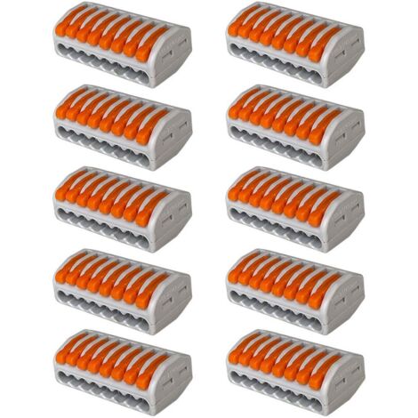 CCYKXA 10 Pcs PCT-218 Lever-Nut Wire Connectors, 8 Ports Conductor Compact Wire Connectors, Compact Spring Connector Terminal Block