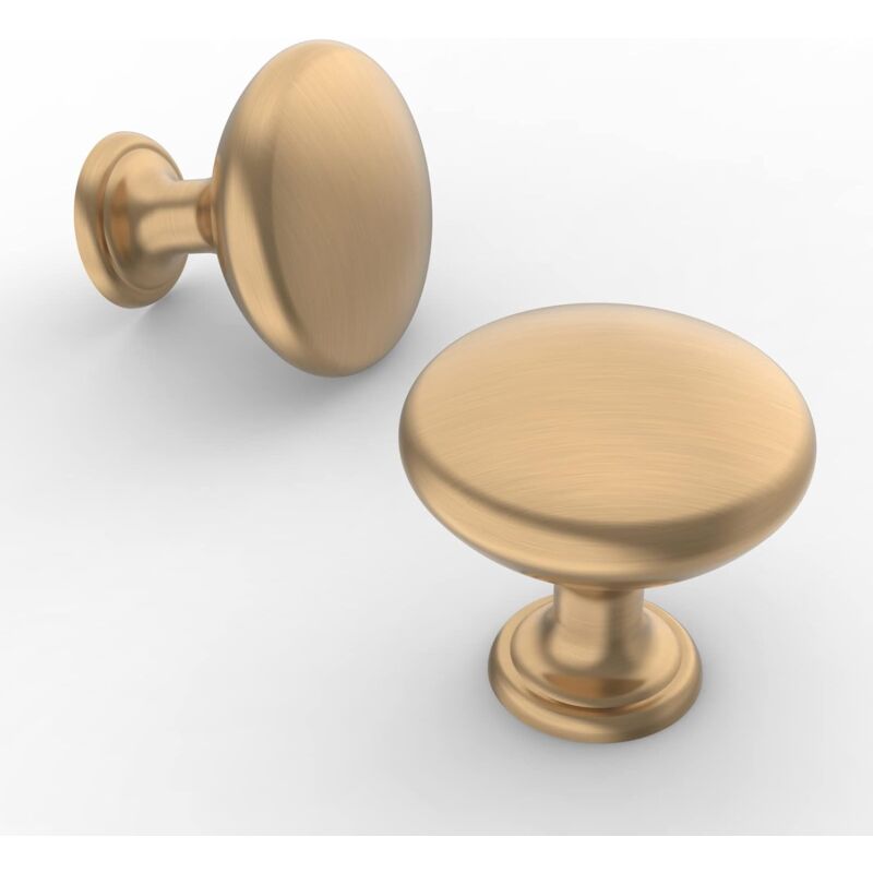 10 Pièces Boutons de Porte, 29mm Laiton Rond Monotrou Poignée, Vintage pour Commode, Armoire, Meuble, Placard, avec Vis Assorties (Or) - Ccykxa