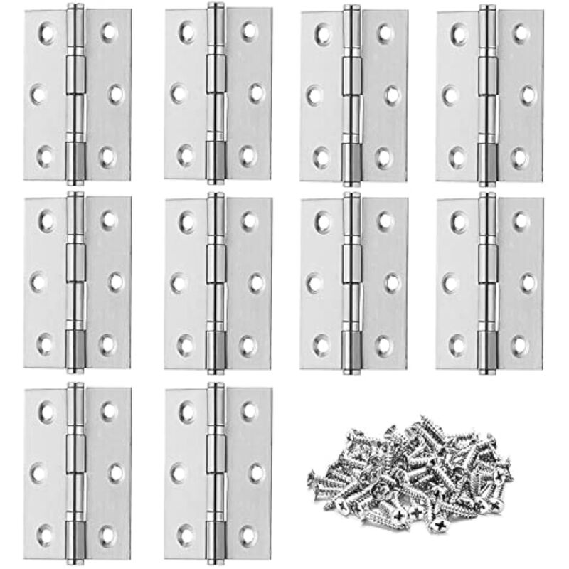 CCYKXA 10 Pièces Charniere Porte,Charniere Inox,Charnière Invisible,Charnière plate,Porte Placard/Petites Portes/Tiroirs/Fenêtres/Pianos/Coffret à