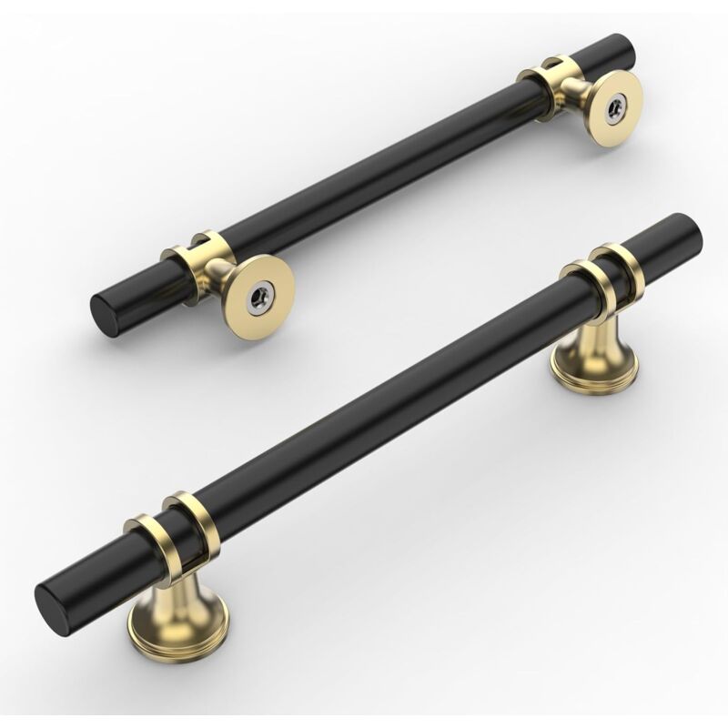 CCYKXA 10 Pièces Poignee de Meuble Cuisine Noirdoré 128mm Alliage de Or Poignées Meubles avec Vis, pour Bureaux, Tiroirs, Armoires, Placard