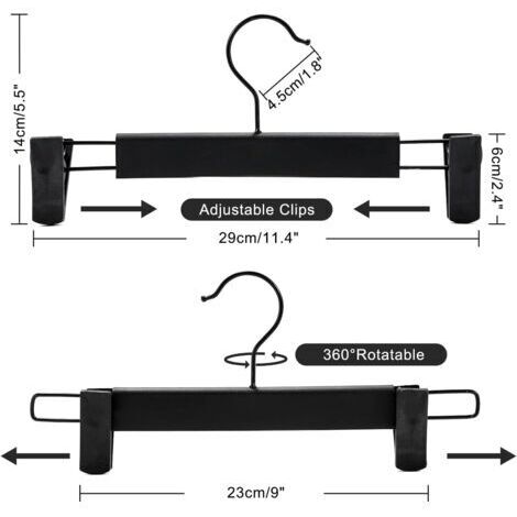 CCYKXA 10er-Pack Premium-Kleiderbügel mit stabilen, rutschfesten und verstellbaren Clips, polierter Chromoberfläche, rostbeständig, 360° drehbarer Haken zum Aufhängen von Röcken, Jeans, Metall und Hos