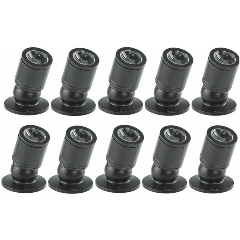 CCYKXA 10pcs (Noir, Lumière Chaude), Downlight LED 1W Mini Spot Encastré au Plafond Encastré avec Pilote 100-265V AC pour Maison/Armoire à