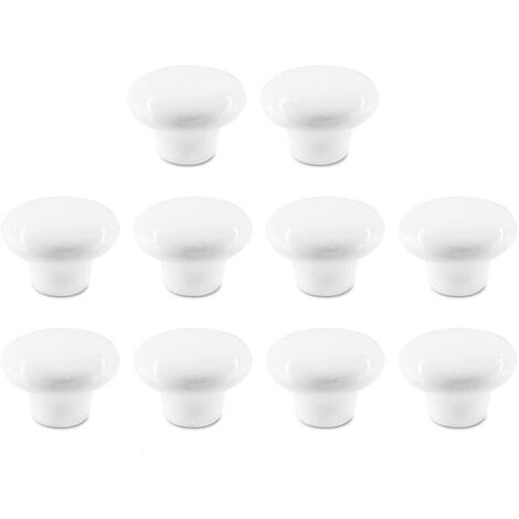 CCYKXA 10x Poignée Blanc de Meuble Ronde en Céramique Monotrou Boutons de Placard Style Minimaliste avec Vis