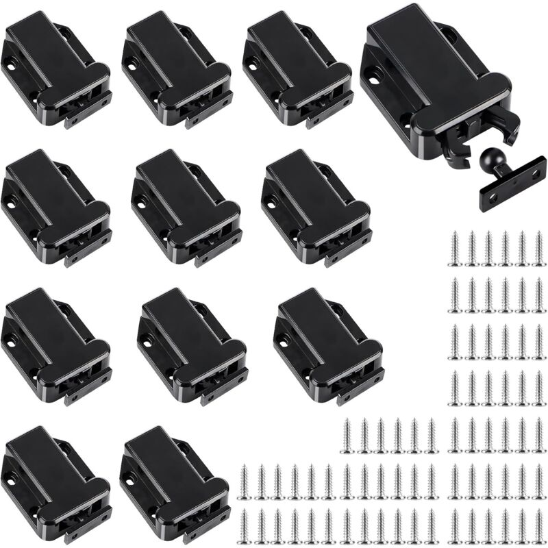 Ccykxa - 12 Pcs loquets à libération tactile pour placard, loquet de porte pour placard avec vis pour placard meubles porte armoire loquet tactile