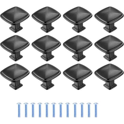 CCYKXA 12 Pièces Poignee de Meuble Cuisine Noir, Tiroir de Poignée Porte, Bouton de Meubles Cuisine de Porte, Poignées de Meuble pour Placard Armoire Cuisine - 1,2 po/30 mm