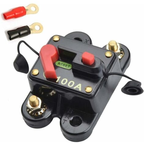 CCYKXA 12V-24V 100A DC Interrupteur à fusible automatique Disjoncteur Fusible de réinitialisation Auto Marine Bateau Vélo Stéréo Audio (100A)