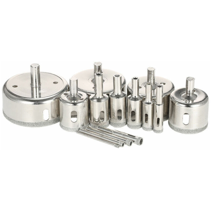 Ccykxa - 14 pièces 3-70mm verre trou scie Kit diamant enduit noyau scie cloche marbre foret carrelage céramique verre porcelaine forage