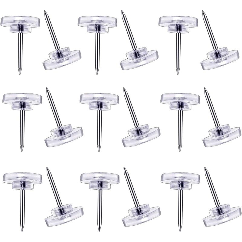 CCYKXA 150 Pieces Transparent Push Pins, Clear Plastic Head, Steel Point, Cork Board Thumb Pins for Walls, Maps, Calendars, Photos - Home Office