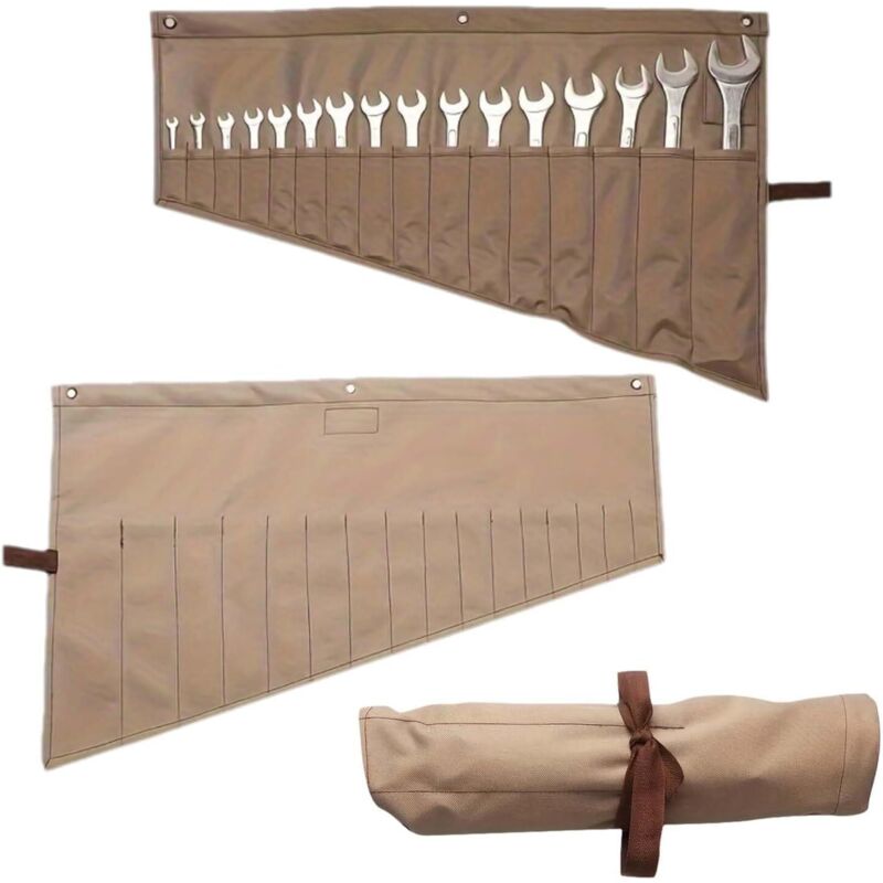 CCYKXA 16-Compartment Multipurpose Tool Bag, Tool Kit, Multifunctional Tool Bag, Roll-Up Organizer Bag, Roll-Up Tool Bag, Tool Roll, Suitable for