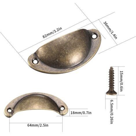 CCYKXA 16 Maniglie a conchiglia, Maniglie per cassetti vintage, Maniglie e pomelli retrò a semicerchio per ante di mobili da cucina, Maniglie per ante di cassettiere (bronzo)