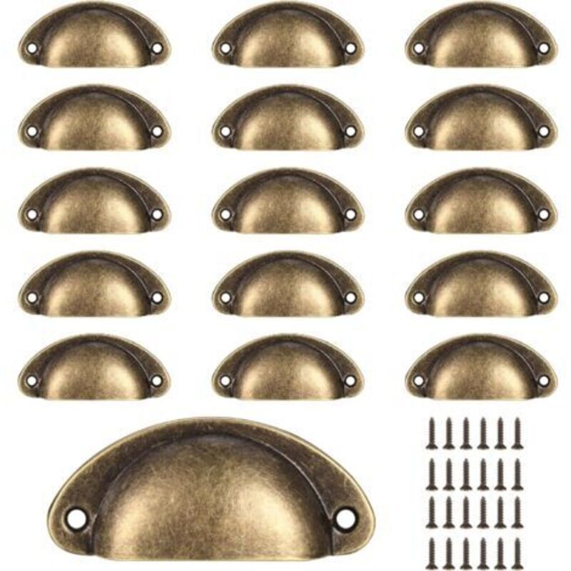 16 Poignées de Tasse Coquille, Poignées de Tirage de Tiroir Vintage, Poignées et Boutons de Porte de Placard de Cuisine Rétro Semi-cercle, Poignées