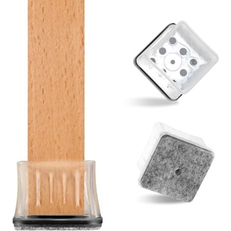 CCYKXA 16Pcs Chair Leg Protectors, Clear Silicone Square Chair Leg Caps with Felt Pads and Metal Gasket, for Hardwood Floors (Square 19-23mm)