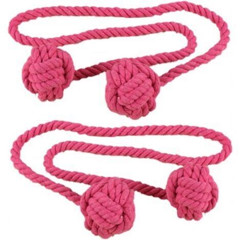 CCYKXA 2 Paar Quasten-Raffhalter, gestrickte Gardinenseil-Clips/Schleifen, doppelt geflochtene Dekokugeln, Raffhalter aus Baumwollseil, Gardinenzubehör für Zuhause, Wohnzimmer, Schlafzimmer