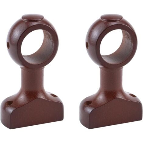 CCYKXA 2 Pack Wooden Curtain Rod Brackets for 1.5" Curtain Rod (Brown)