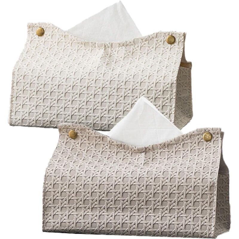 CCYKXA 2 Pcs Boîtes à Mouchoir Rectangulaire,Distributeur Mouchoir Porte Mouchoir PU Boîtes De Mouchoirs Cuir Porte-Boîte à Mouchoirs,Boîte à