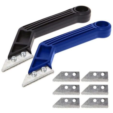 CCYKXA 2 Pcs Grout Removal Tool, Grout Remover, 6 Blades, Blue and Black Scraper