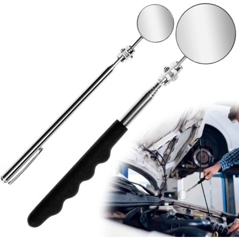 CCYKXA 2 Pcs Telescopic Inspection Mirrors, Round Car Telescopic Mirror, Stainless Steel Inspection Mirror for Cars Mechanics