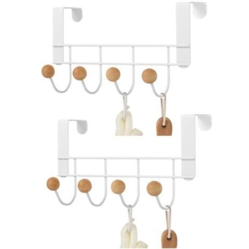 2 pièce Patère De Porte À Suspendre 4 Crochets, Porte Manteau Pour Porte Sans Percage, Suspension Porte Manteau, Porte-serviettes Organisateur De