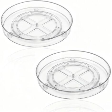 CCYKXA 2 Pieces 360° Rotating Spice Rack Rotating Fridge Tray Transparent Rotating Spice Tray 235 cm Diameter for Storing Cosmetics, Spices, Small Tools