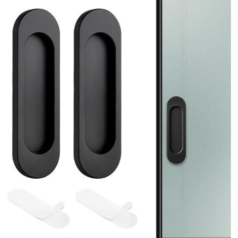 CCYKXA 2 Pièces Poignée de Porte Coulissante Auto-Adhésive Ovale 10 cm – Idéale pour Baies Vitrées Coulissantes et Meubles Installation Facile et Durable Design Noir Élégant