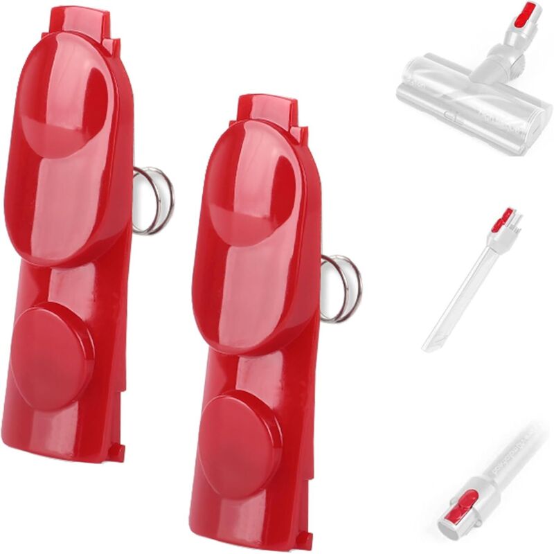 2 piezas para aspiradora Dyson, botones de bloqueo con clip de resorte, compatibles con aspiradoras Dyson V6/V7/V8/V10, accesorios para Dyson (rojo)