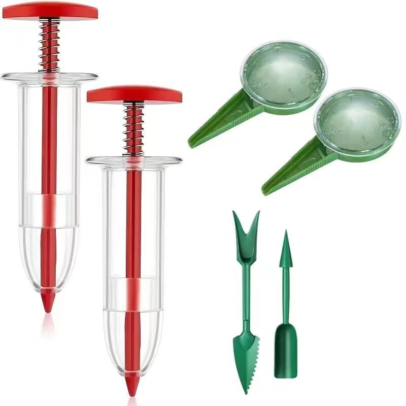 Ccykxa - 2 semoirs rouges + 2 semoirs verts 5 vitesses + 2 petits outils pour semis semoir outil jardinage semoir