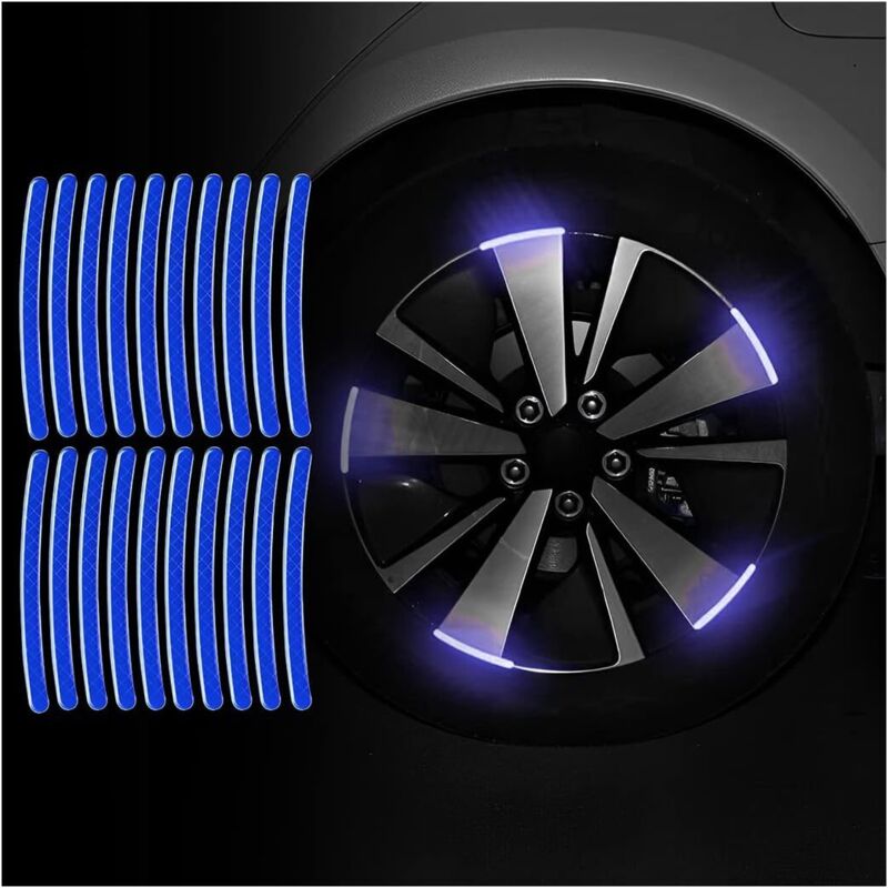 CCYKXA 20 Pieces Reflective Wheel Rim Stickers, Waterproof Car Tire Stickers, Night Reflective Safety Stripe Decoration for Car Interior Wheels,