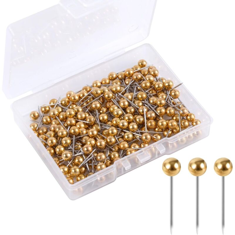 CCYKXA 200pcs Map Push Pins, Round Head Push Pins for Travel Maps, Small Push Pins for Cork Boards, Photo Display Boards, Home, Office, School, DIY