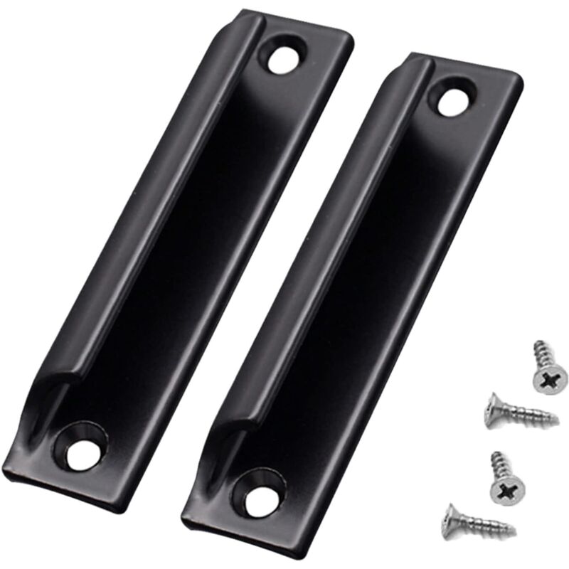 CCYKXA 2pcs Aluminum Alloy Handle Sliding Door Handle Balcony Door Handle Cabinet Drawer Handle For Windows, Furniture Hardware with Screws(Black)