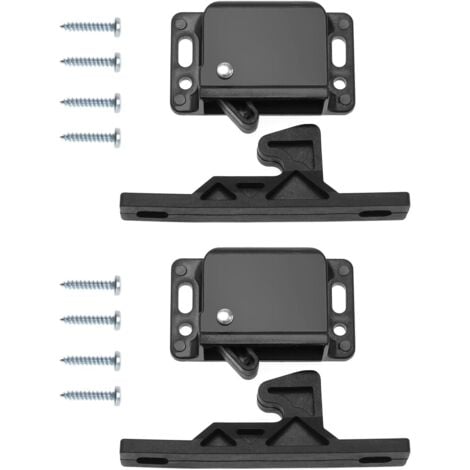 CCYKXA 2Pcs Cabinet Door Catches with 8 Screws for RV, Caravan Door Latches, Accessories for Cabinets, Sliding Doors, Home, Kitchen, Black
